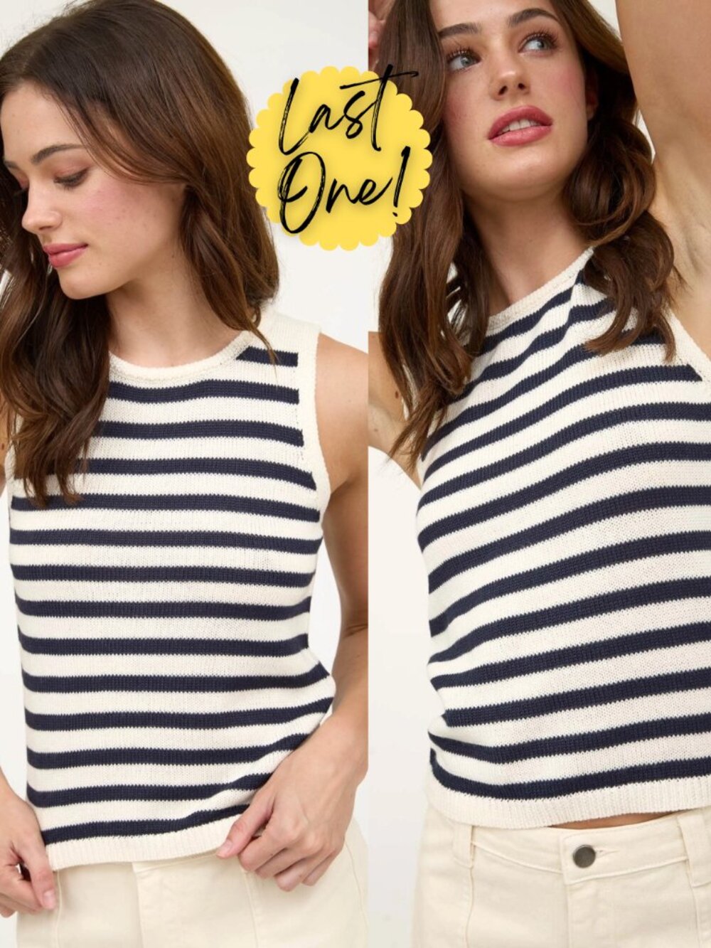 Georgia Stripe Sweater Cropped Tank Top